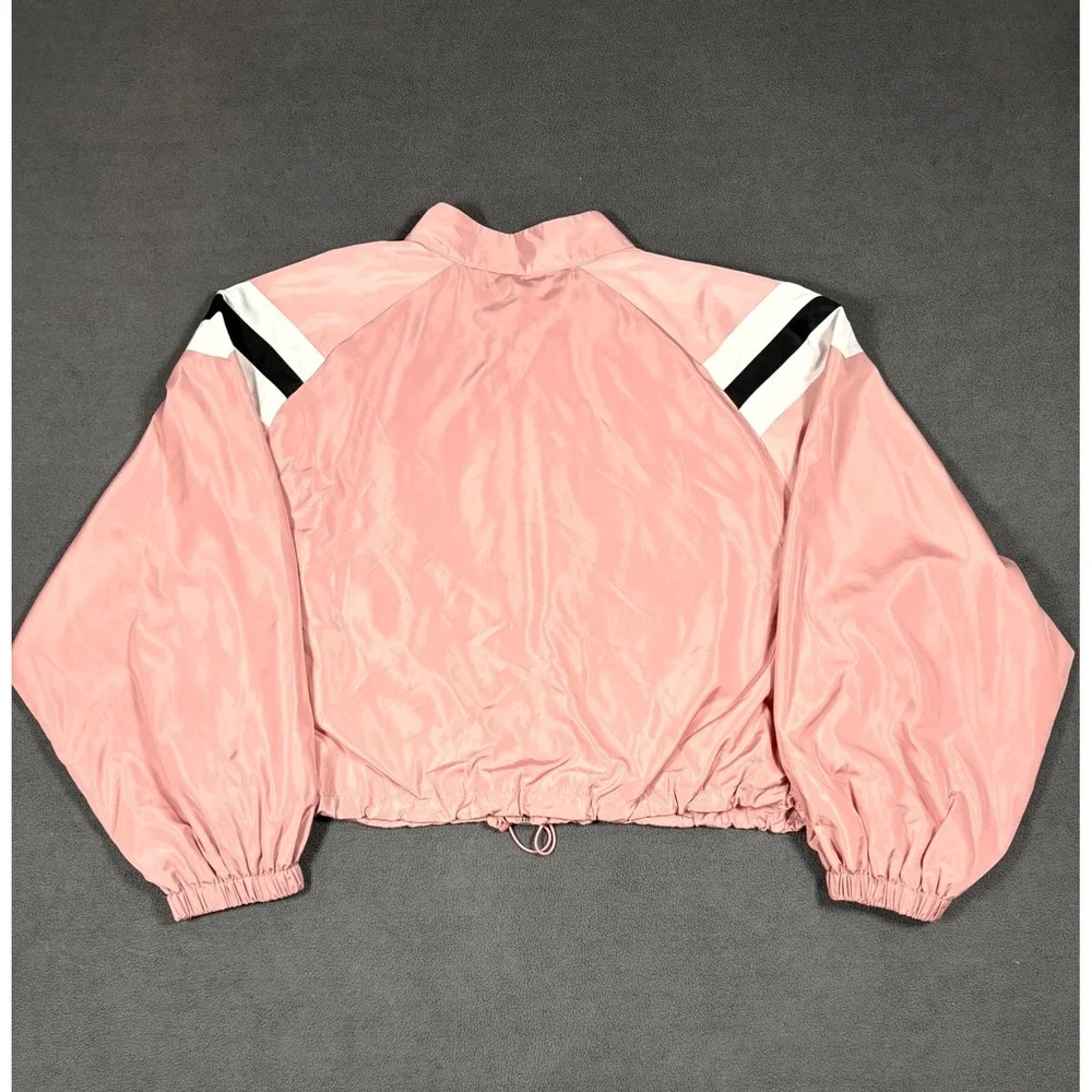 Deep Sugar Track Jacket Womens L Pink Full Zip Wind Resistant Cropped Athleisure